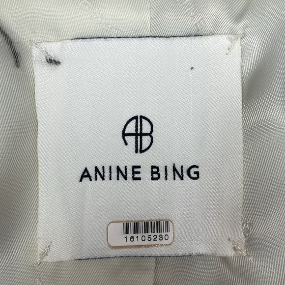 Anine Bing Tweed Fishbone Herringbone Double Breasted Blazer Jacket Tan Small - Picture 11 of 15